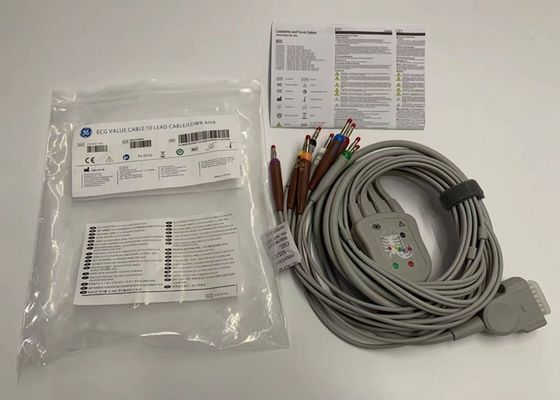Grey 10 Lead ECG Cable With 15 Pins US Standard Banana Connector 4.0