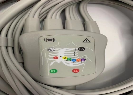 Grey 10 Lead ECG Cable With 15 Pins US Standard Banana Connector 4.0