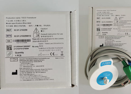 MS3-31527 Toco Transducer Probe 6 Needle Single Slot Blue Ribbon Velcro 2.5m Length
