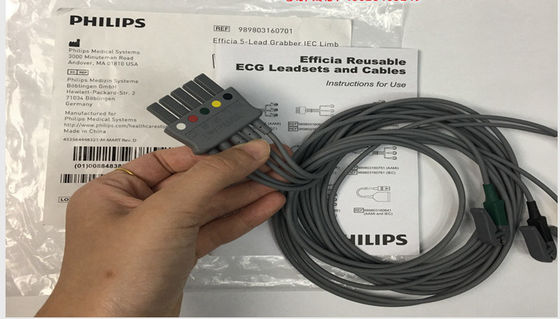 PHLIP Efficia Reusable 5 Lead ECG Cable IEC Limb For Adults