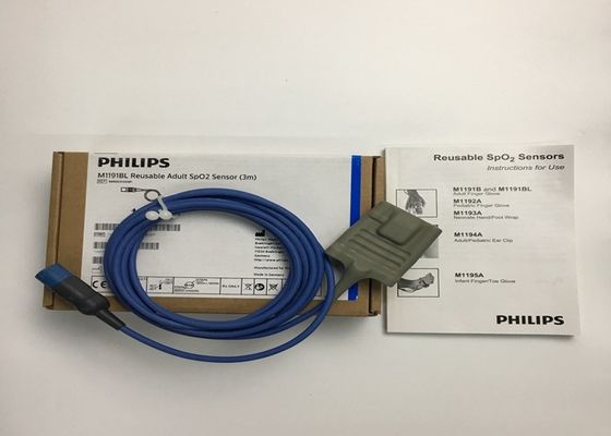 Phlip M1191BL Medical Equipment Spare Parts , Adult SpO2 Sensor 3M D Shape 8 Pins