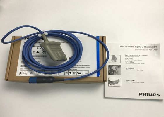 Phlip M1191BL Medical Equipment Spare Parts , Adult SpO2 Sensor 3M D Shape 8 Pins
