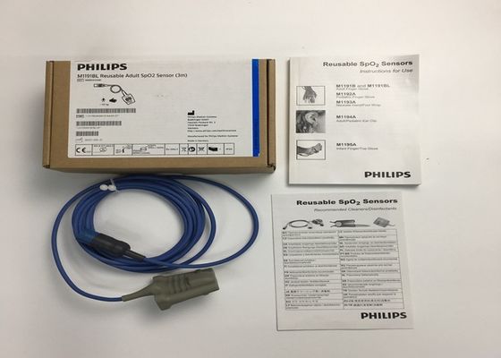 Phlip M1191BL Medical Equipment Spare Parts , Adult SpO2 Sensor 3M D Shape 8 Pins