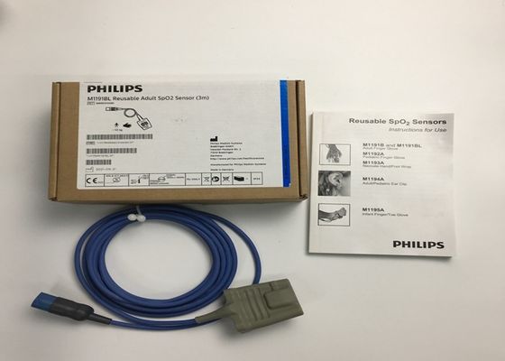 Phlip M1191BL Medical Equipment Spare Parts , Adult SpO2 Sensor 3M D Shape 8 Pins