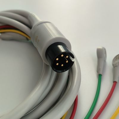 BJ-753P NIHON KOHDEN Heart Conductivity Wire Black Round Head 6 Pin Three Lead European Standard Button