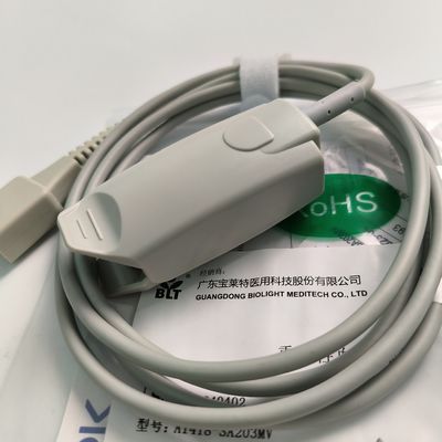 Original Split Adult Finger Clip Blood Oxygen Probe Encrypted 9 Pin DB9 Trapezoidal PN 15-100-0013
