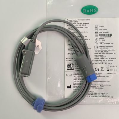 REF SHEC3 Blood Oxygen Extension Cable 2M Blue Round Head Single Slot 7 Pin L 2.0 Meters