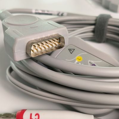 Electrocardiogram Machine Integrated 12 Lead Wire With 15 Pins European Standard IEC Banana Head 4.0