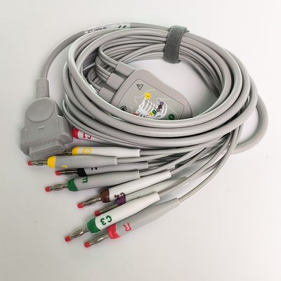 Electrocardiogram Machine Integrated 12 Lead Wire With 15 Pins European Standard IEC Banana Head 4.0