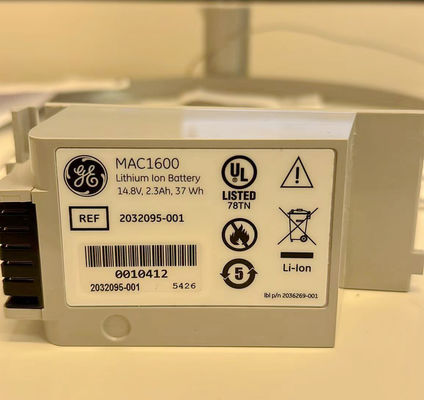 GE MAC1600 ECG Machine Battery   14.8V 2.3Ah 37Wh   REF 2032095-001