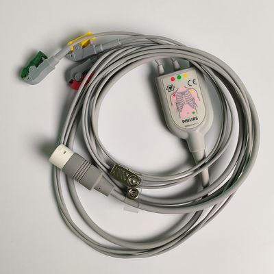 PHILIP Original 3 Lead IEC Leadset.  Red, Green, Yellow，2.6 M Machine End Round 12 Needles PN:989803143171