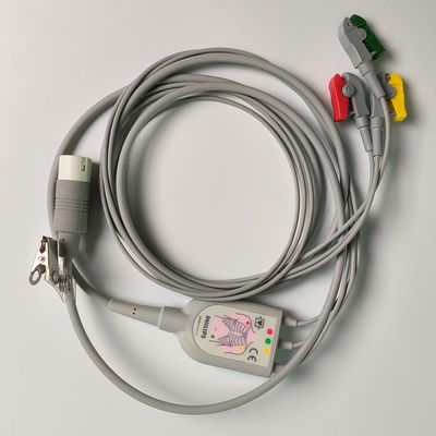 PHILIP Original 3 Lead IEC Leadset.  Red, Green, Yellow，2.6 M Machine End Round 12 Needles PN:989803143171
