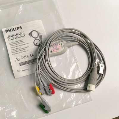 PHILIP Original 3 Lead IEC Leadset.  Red, Green, Yellow，2.6 M Machine End Round 12 Needles PN:989803143171