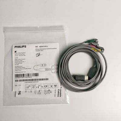 PHILIP  Original Efficia Combined Cable/3-Leadset Grabber IEC. Machine End Round 12-Pin,REF: 989803160741