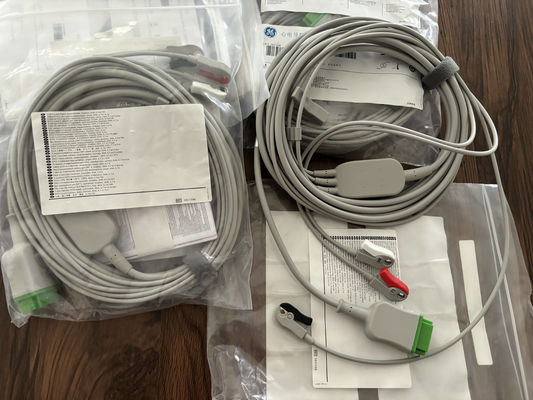 GE Leadwire And Trunk Cable  REF: 5831398 ECG 3 LEAD CABLE UNDETACHABLE GRABBER AHA 4.7M 15FT