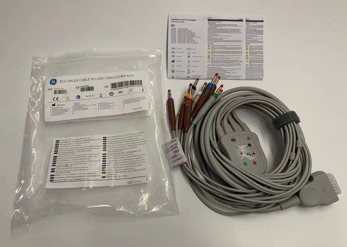 Grey 10 Lead ECG Cable With 15 Pins US Standard Banana Connector 4.0