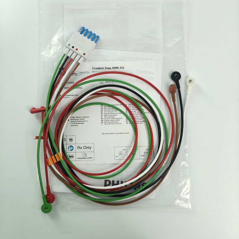 989803144991 Patient Monitor Accessories PHILIP CBL 5 Leadset Snap AAMI ICU REF M1644A