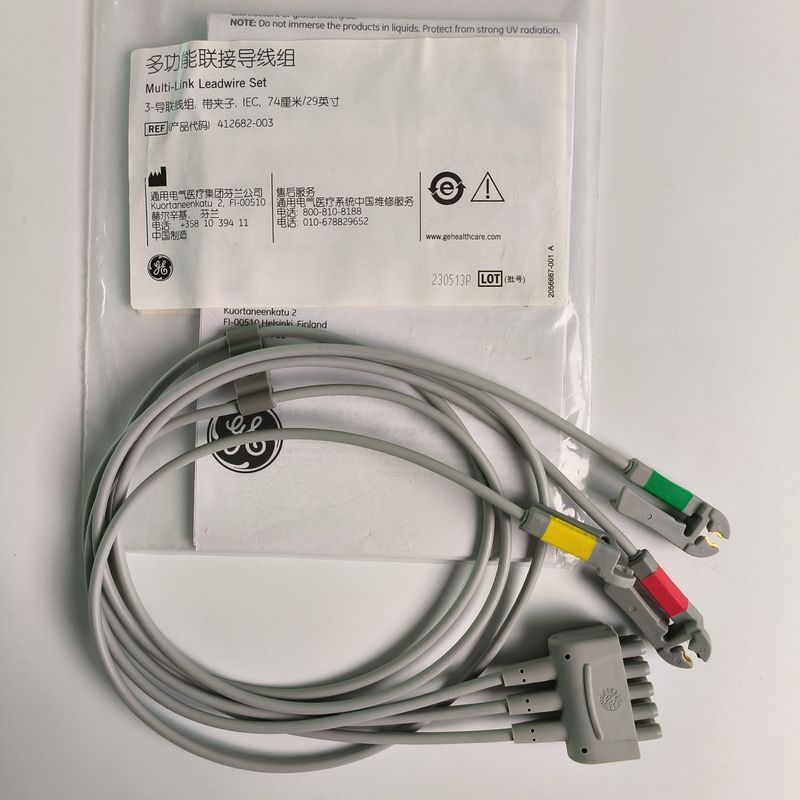 CareFusion GE Original Multi-Link ECG Lead wire 3-Lead Grabber IEC 74cm / 29in. REF: 412682-003