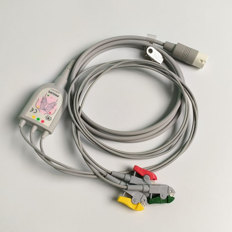 PHILIP Original 3 Lead IEC Leadset.  Red, Green, Yellow，2.6 M Machine End Round 12 Needles PN:989803143171