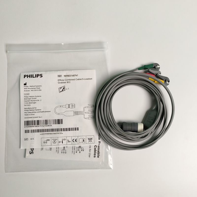 PHILIP  Original Efficia Combined Cable/3-Leadset Grabber IEC. Machine End Round 12-Pin,REF: 989803160741