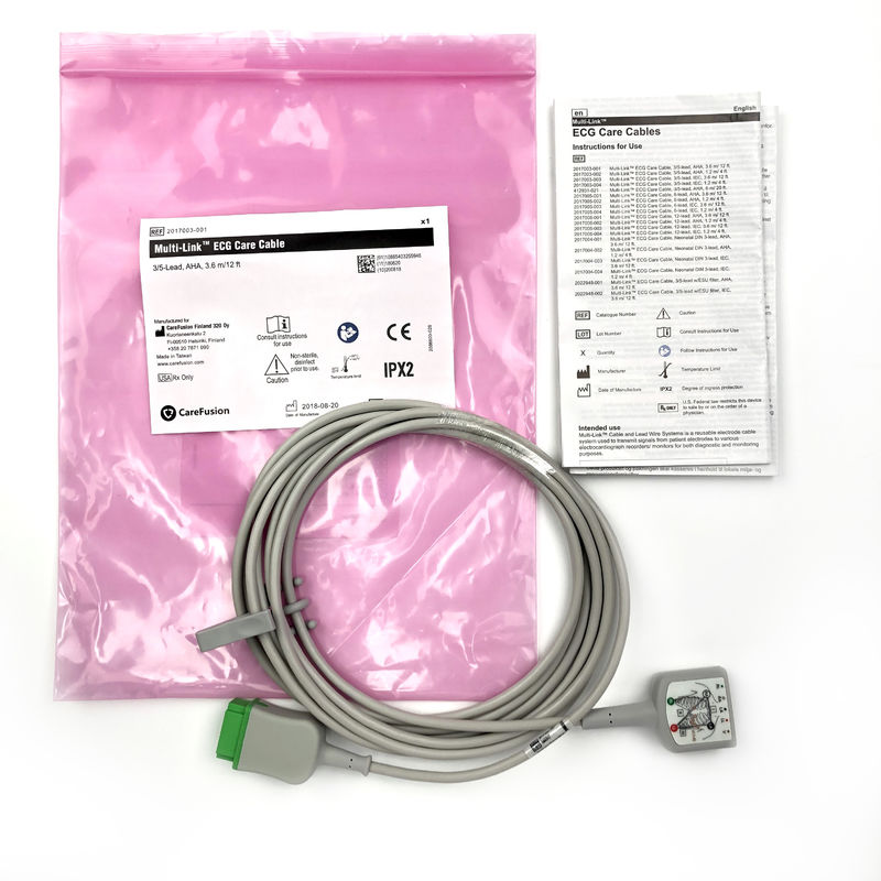 GE  Ref:2017003-001  Multi-Link ECG Care Cable ,3/5 -Lead ,AHA 3.6M /12FT