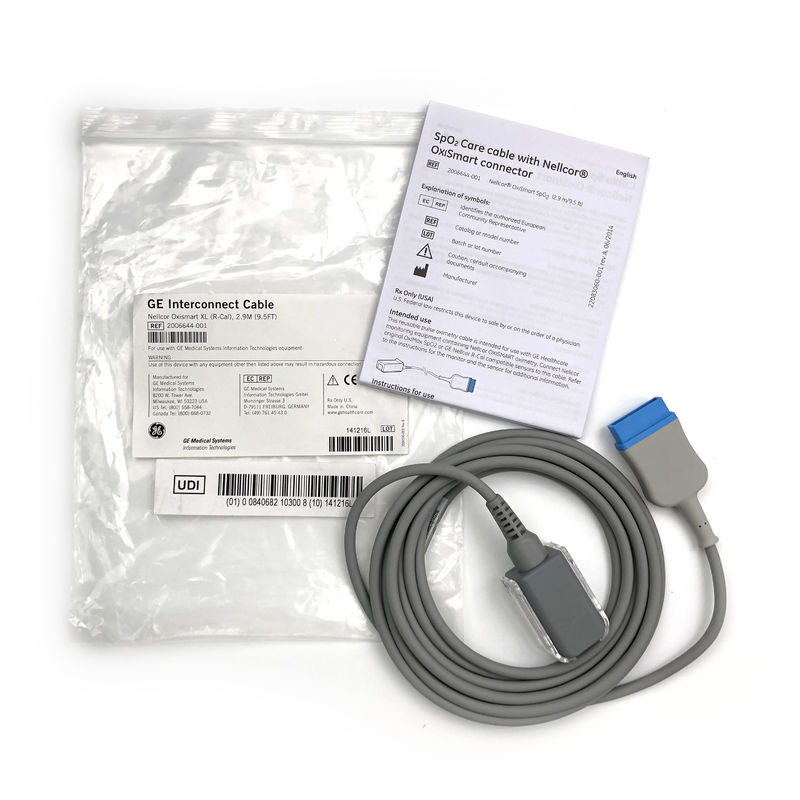 SpO2 Care Cable With Nellcor®OxiSmart Connector REF 2006644-001 Nellcor® OxiSmart SpO2 (2.9 M/9.5 Ft)